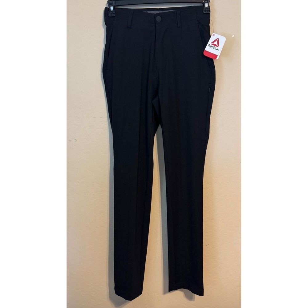 Reebok Performance Pants Men 28x30 Black Slim Commuter 6pocket Casual NEW